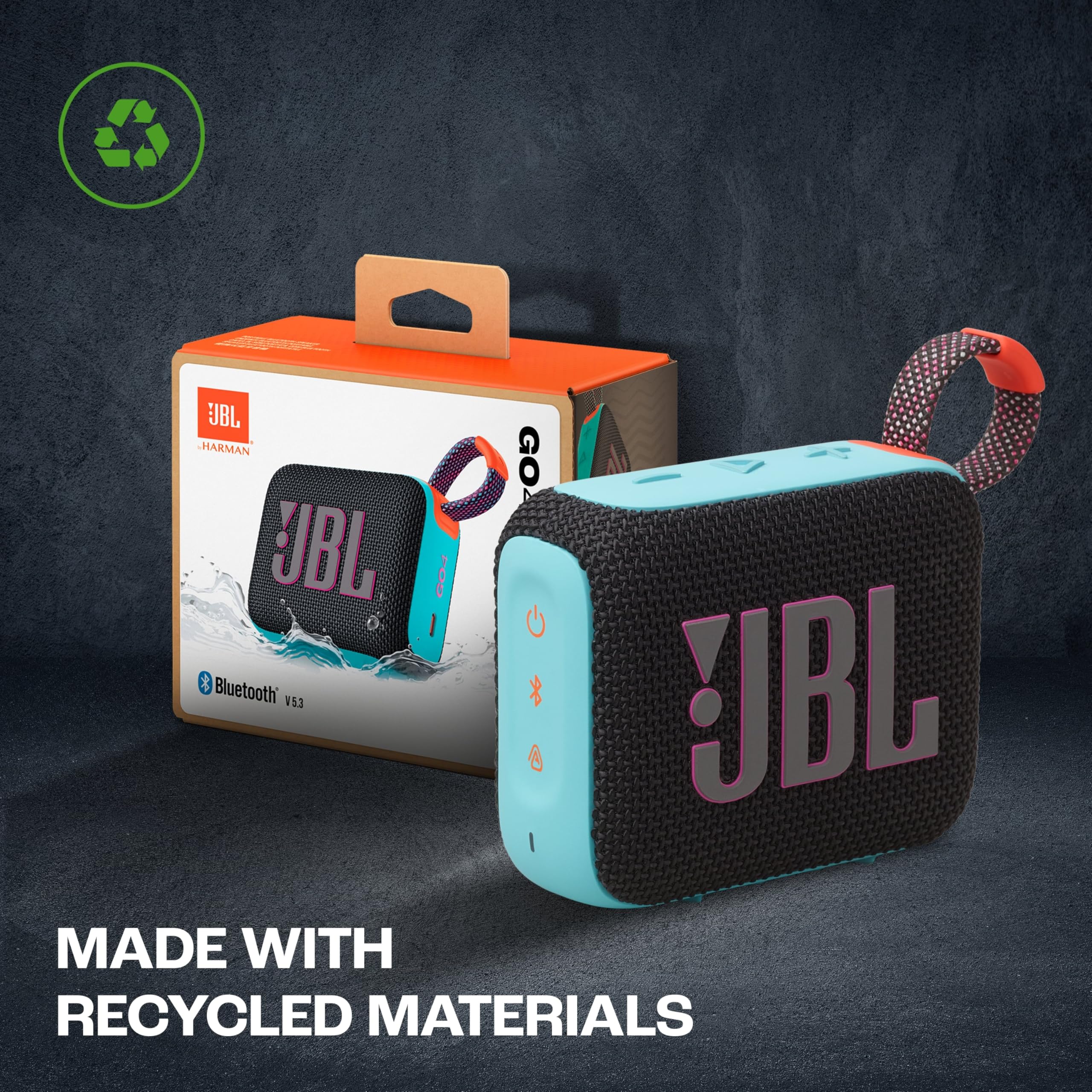 JBL Go 4 Portable Bluetooth Speaker Waterproof IP67 with Punchy Bass – Multi Color