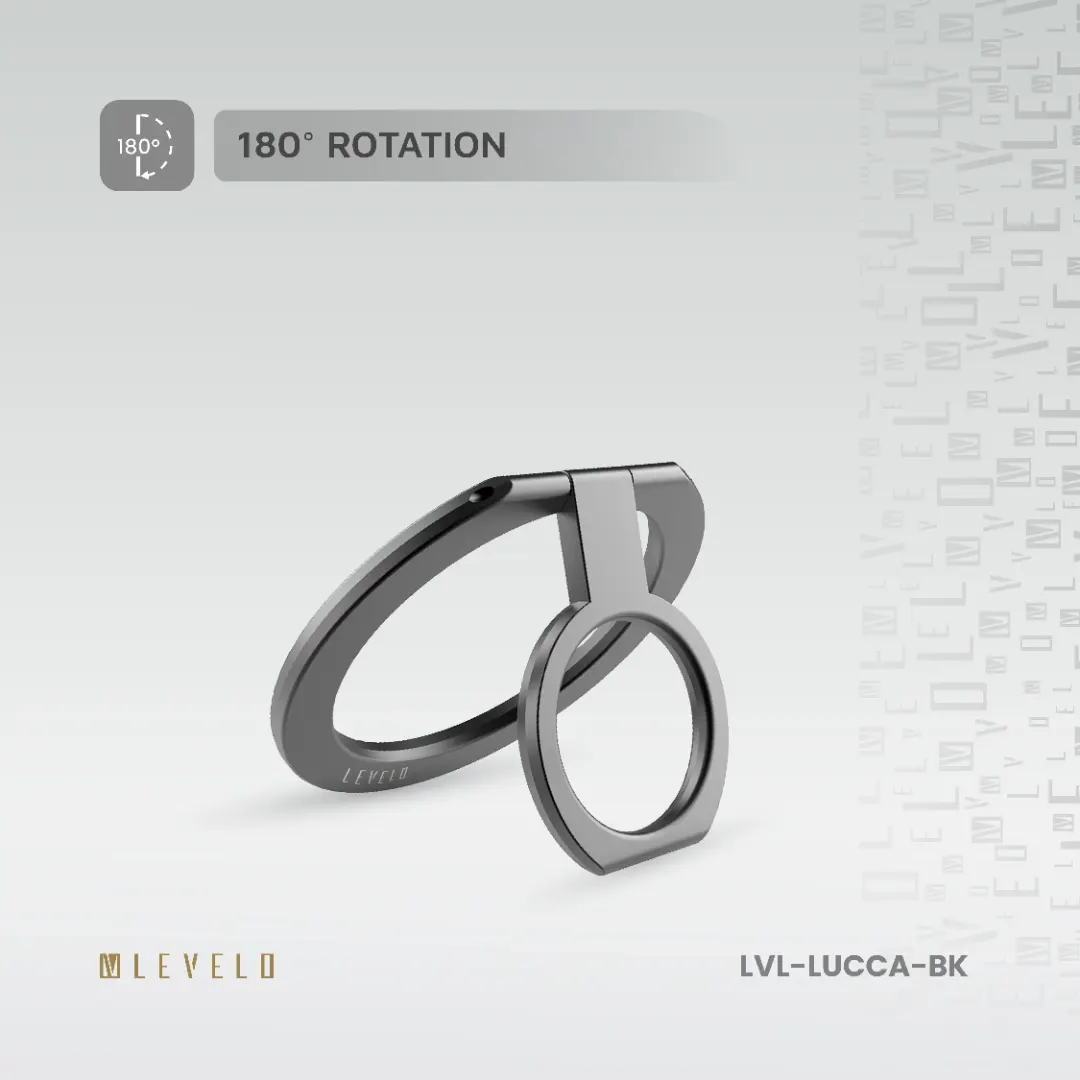 Levelo Lucca Magsafe Phone Ring Holder - Desert Titanium (Matte Black)