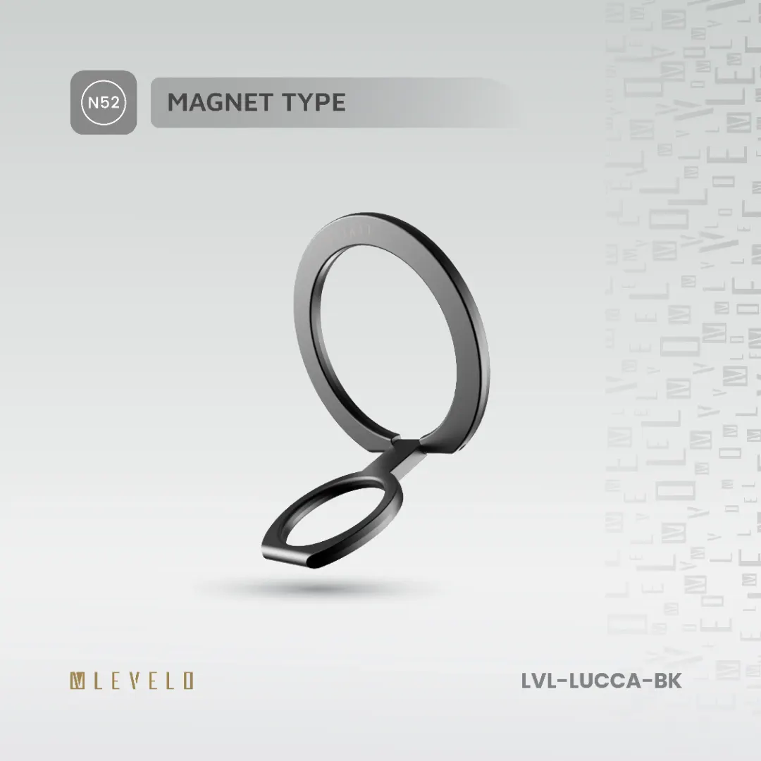 Levelo Lucca Magsafe Phone Ring Holder - Desert Titanium (Matte Black)