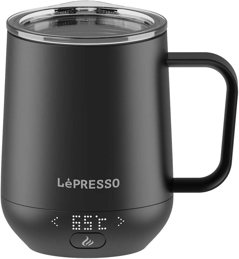 LePresso Smart Heated Mug 12oz with Wireless Charging Pad