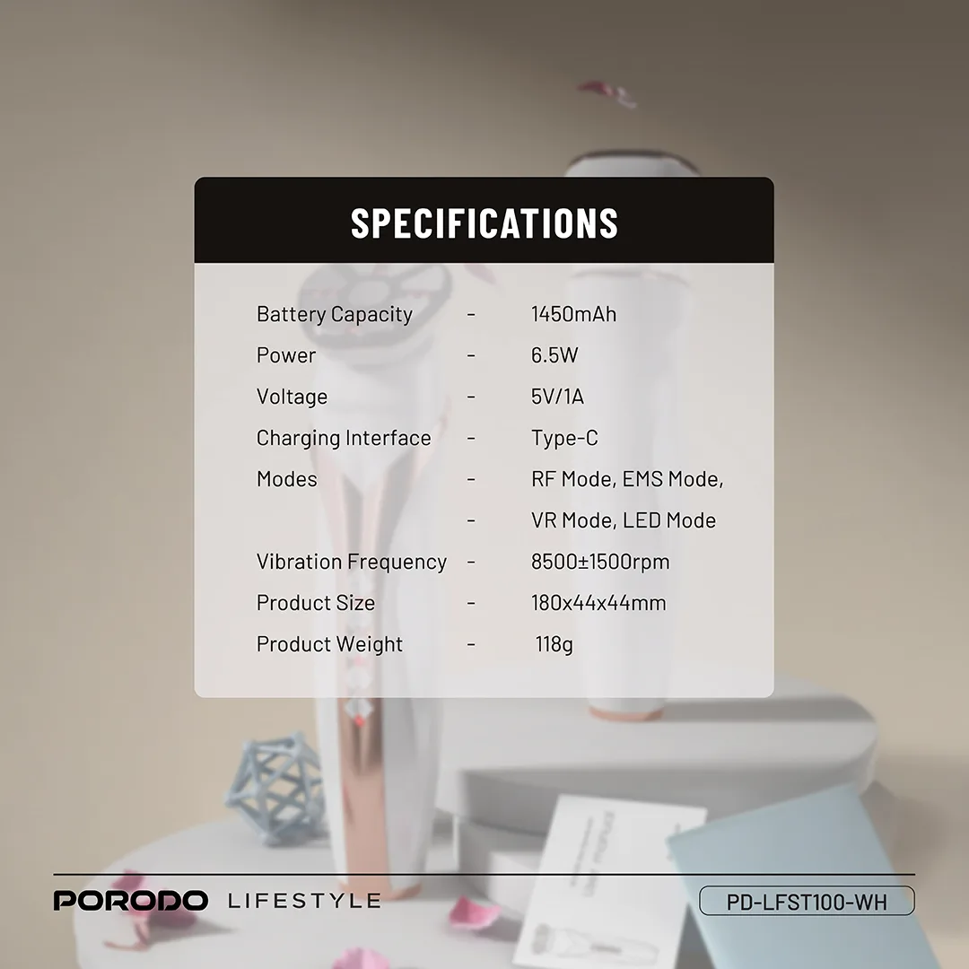 Porodo RF & EMS Skin Rejuvenator - White
