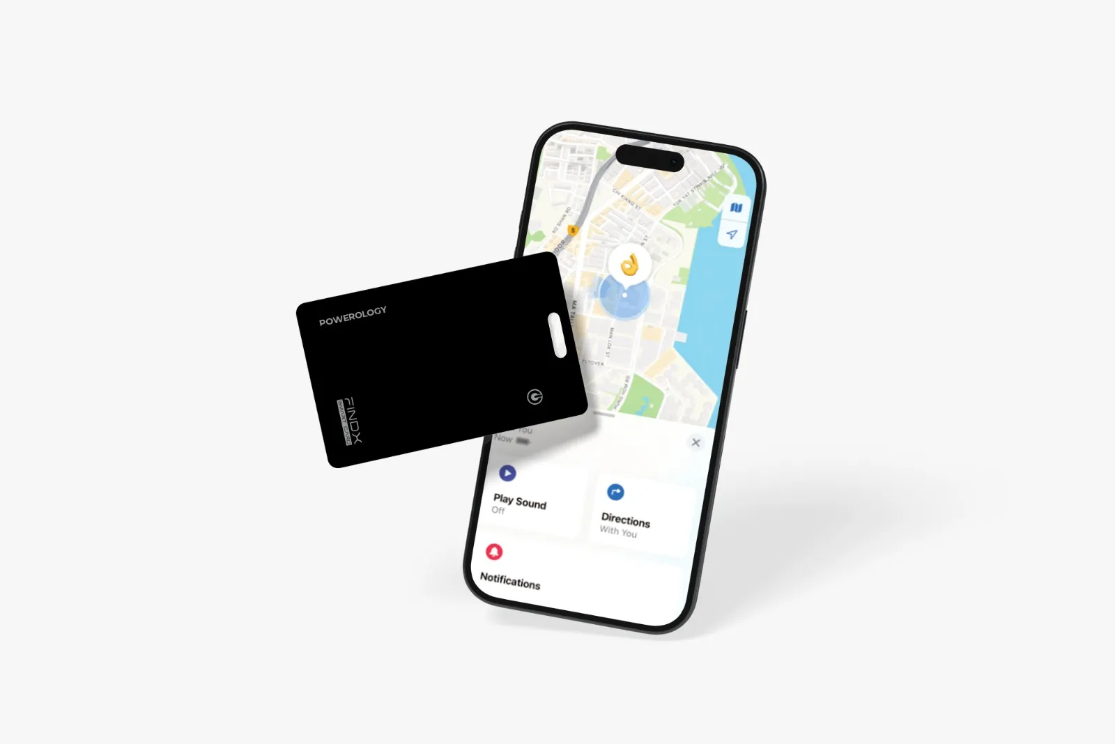 Powerology FindX IPX8 Smart Card Rechargeable Wireless Charging 100mAh - Black