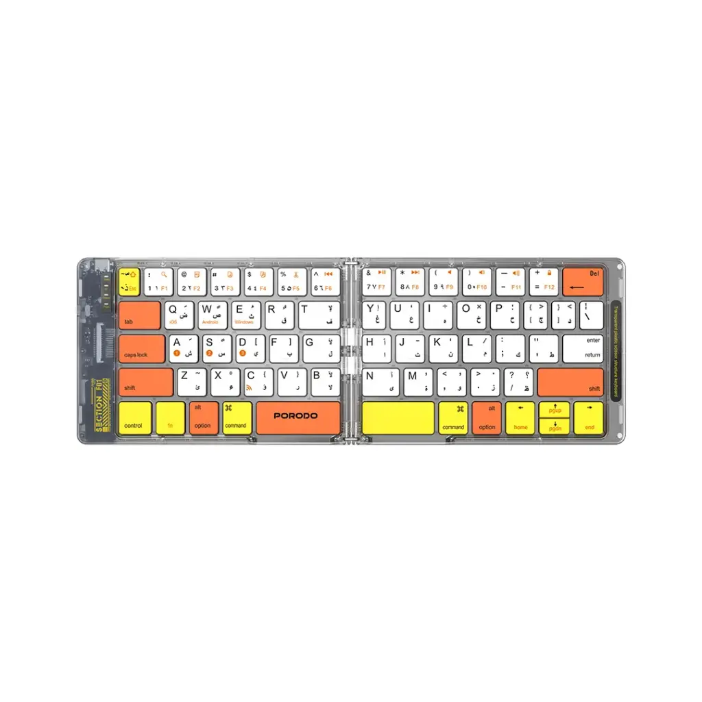 Porodo Crystal Shell Transparent Bluetooth Folding Keyboard