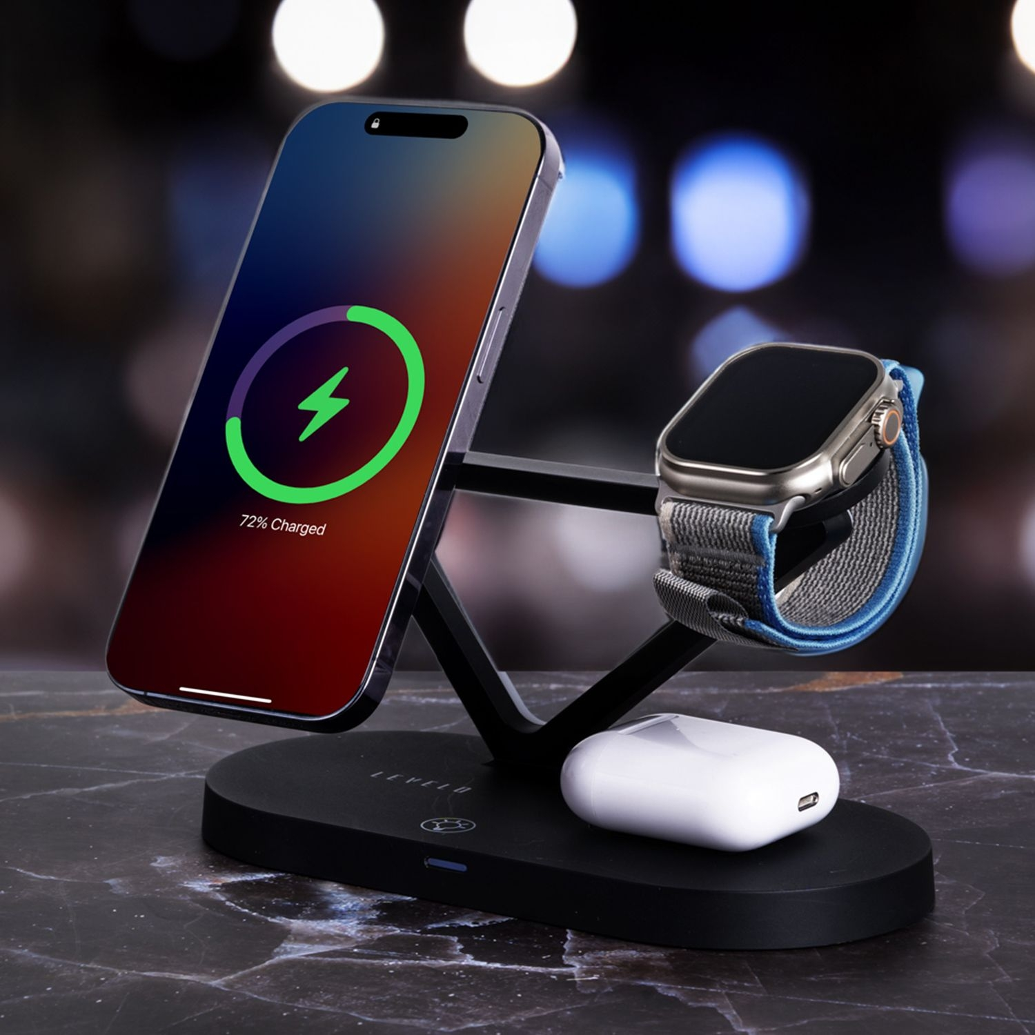Levelo Premio 5 in 1 Magsafe Wireless Charging Station 15W - Black
