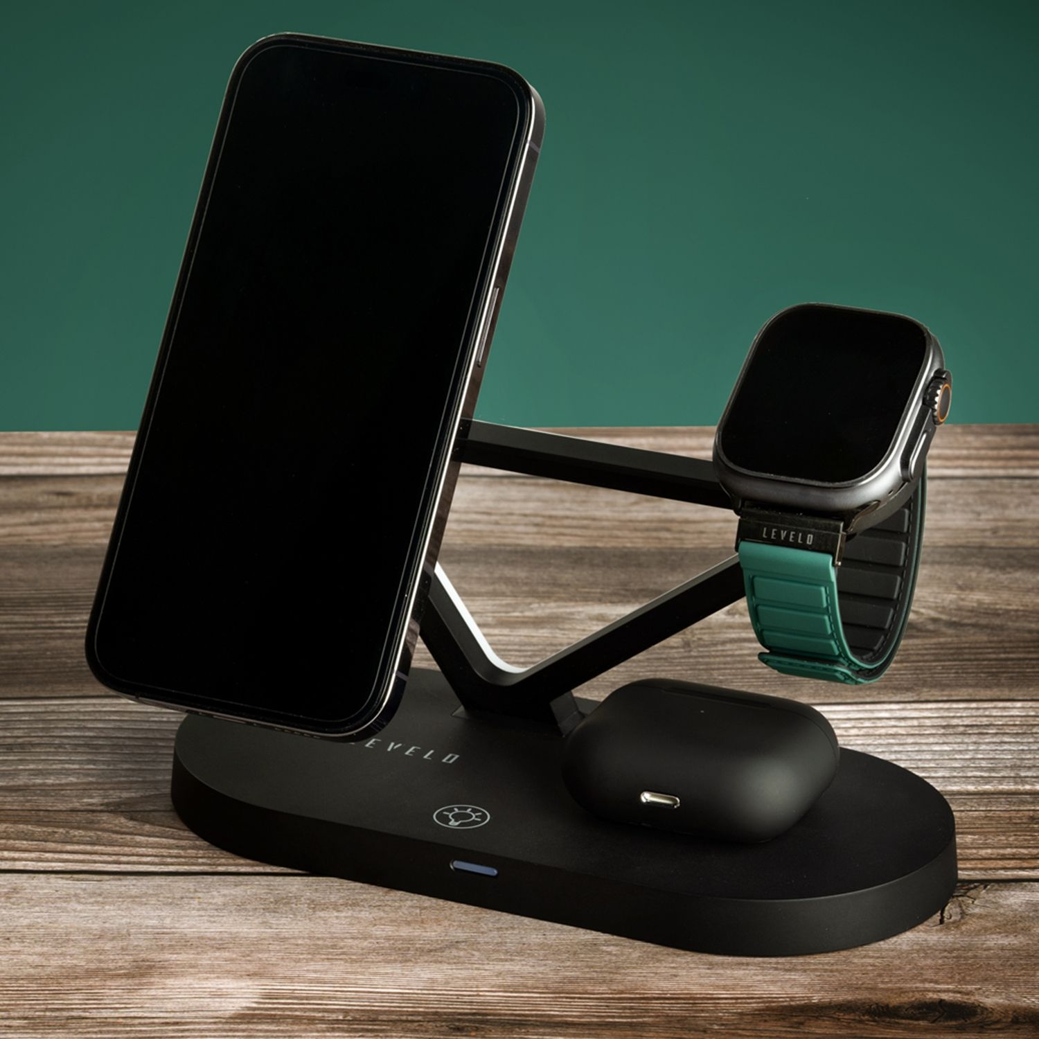 Levelo Premio 5 in 1 Magsafe Wireless Charging Station 15W - Black