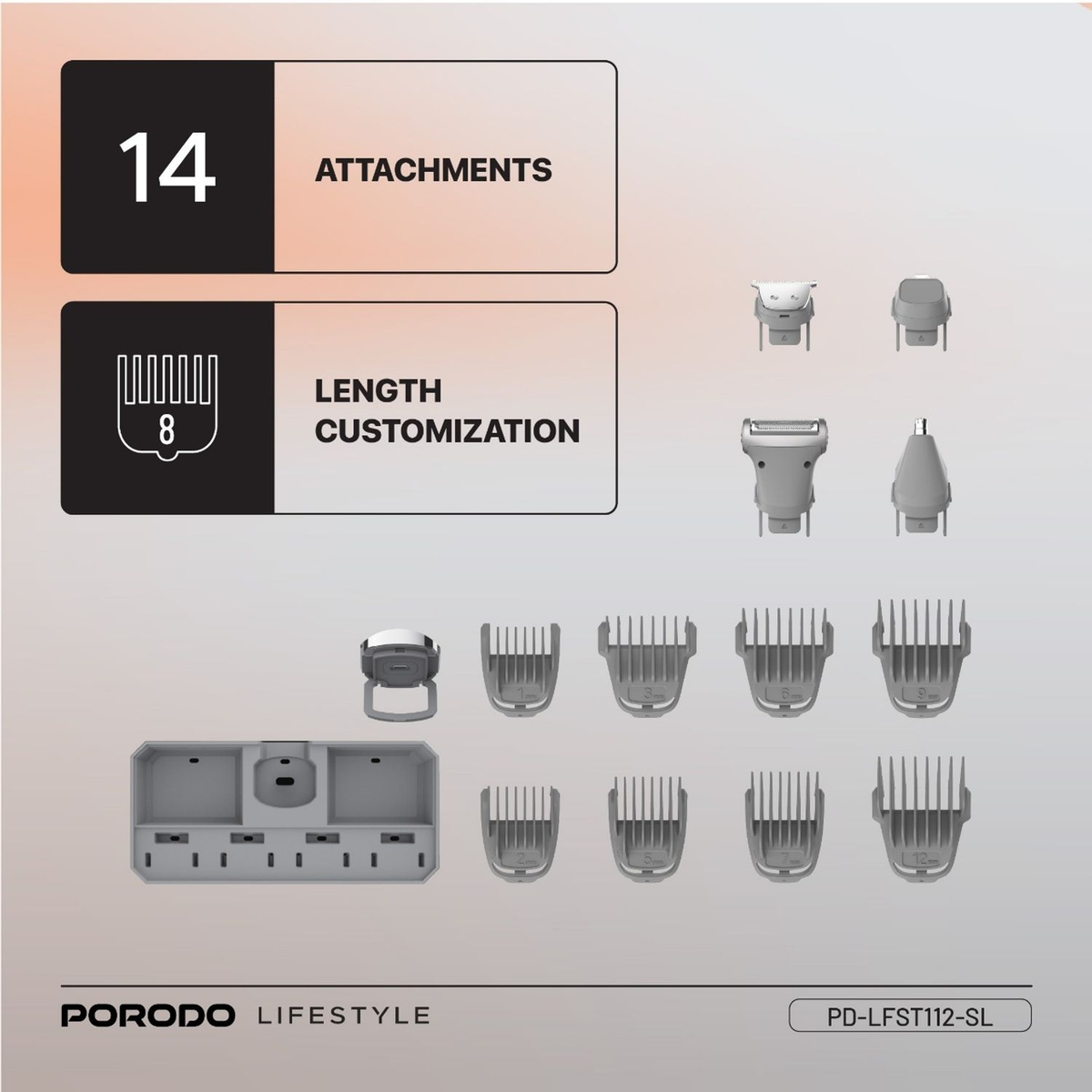 Porodo Lifestyle 4- in-1 Rechargeable Grooming Kit - Silver