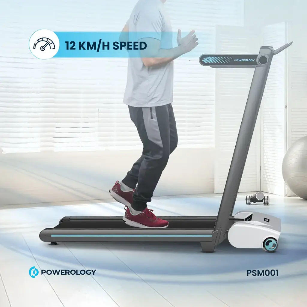 Powerology Incline Treadmill with 5-Level Electric Incline and Handrail