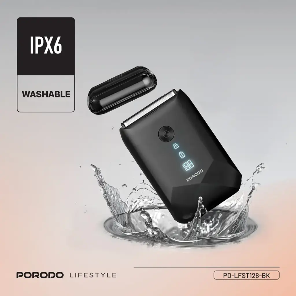 Porodo Lifestyle Dual-Blade IPX7 Portable Travel Shaver 600mAh - Black