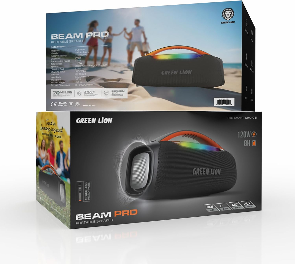 Green Lion beam Pro Speaker with Microphone 120W