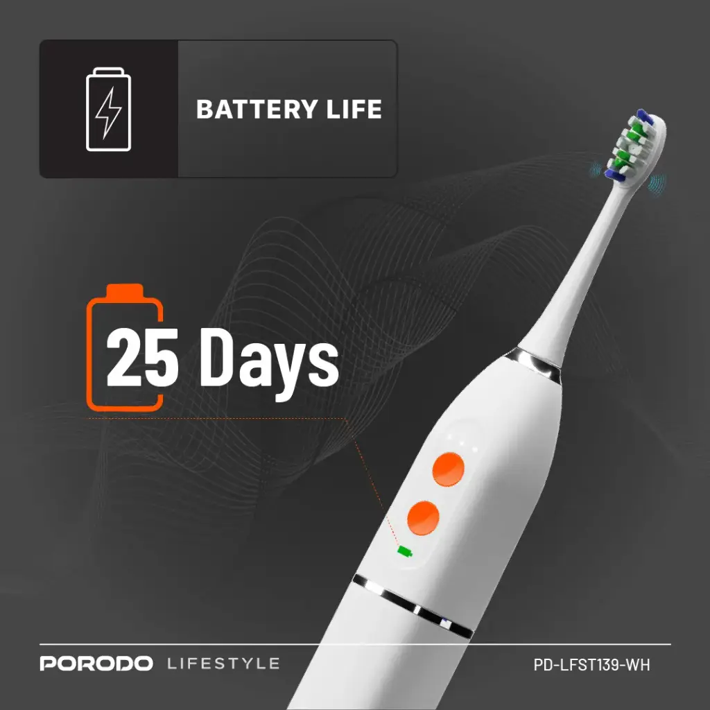 Porodo Floss & Sonic 1000mAh IPX7 Electric Toothbrush