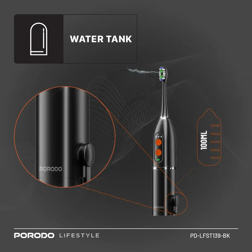 Porodo Floss & Sonic 1000mAh IPX7 Electric Toothbrush