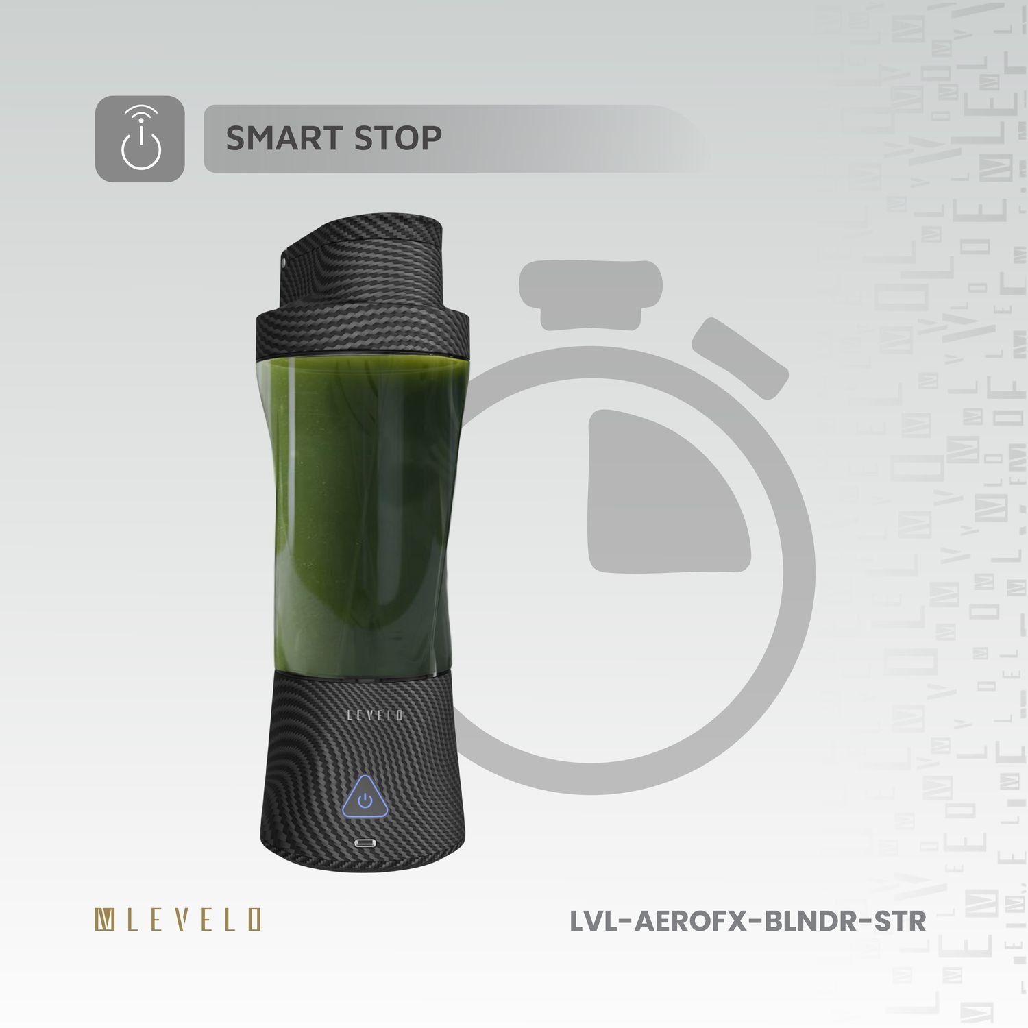 Levelo AeroFlex 6 Blades Portable 6000mAh Carbon Fiber Blender - Smoky Transp arent