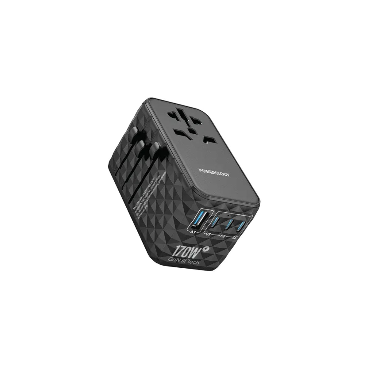 Powerology PD170W*3 USB-C 18W USB-A Travel Adapter