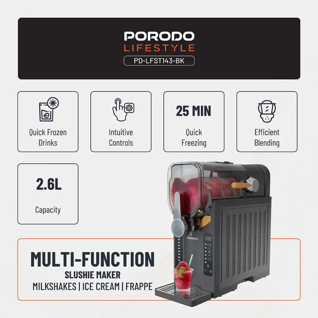 Porodo Lifestyle 200W Slushie and Frozen Drink Maker Machine