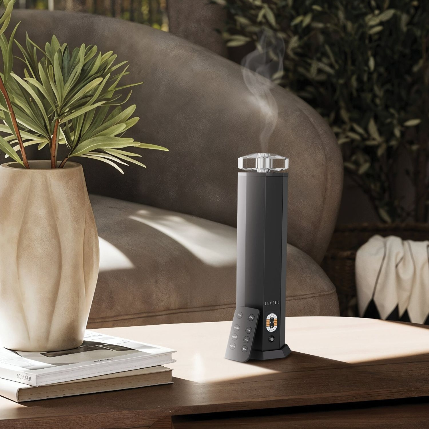 Levelo TowerHaze Crystal Waterless Portable 3600mAh Scent Diffuser - Metallic B lack