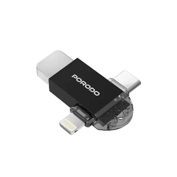 Porodo 3-in-1 Memory Card Reader - Black