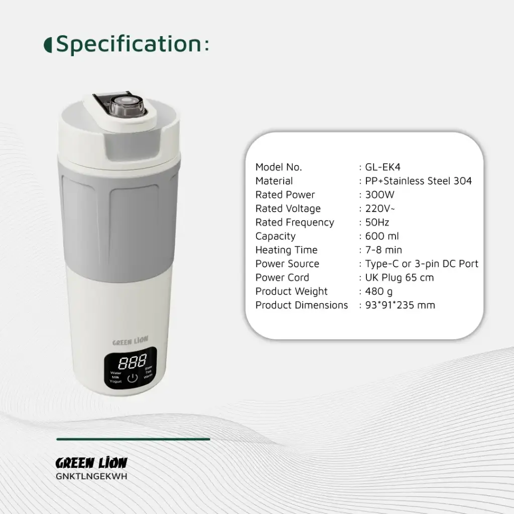 Green Lion Kettle & Go Electric Kettle 600ml