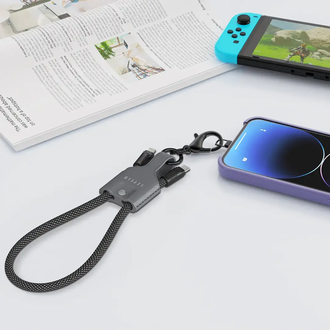 Levelo Tugo Type-C to Lightning 30W Lanyard Cable - Gray LVLTUGO303CLBKGY