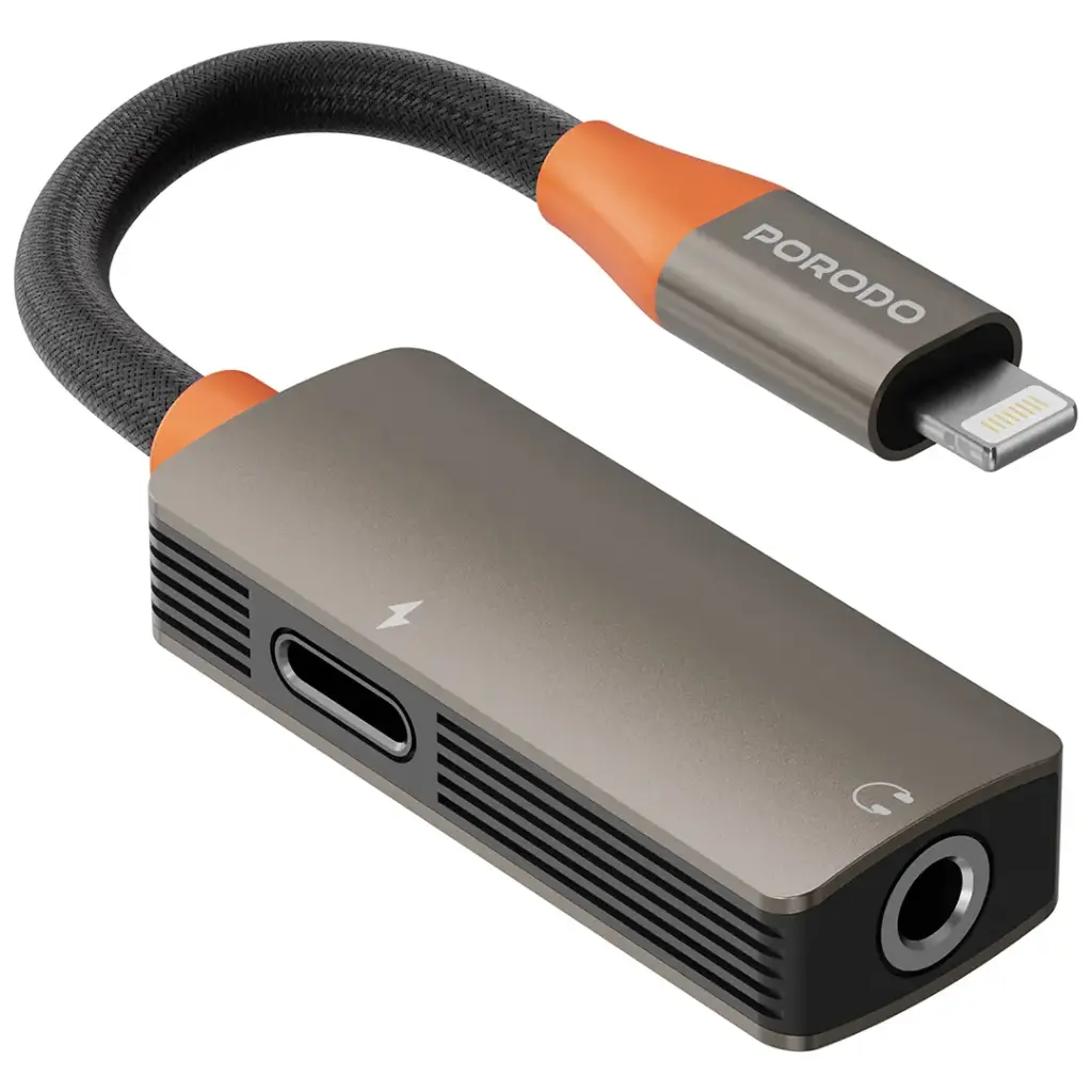 Porodo AudioLink Duo Lightning + 3.5MM Jack Audio And Charge Splitter
