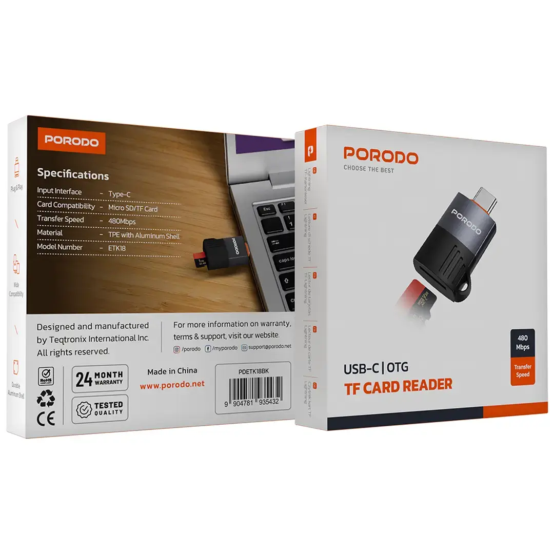 Porodo Lightning OTG TF Card Reader