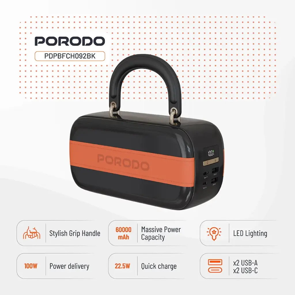 Porodo Sway High-power digital display fast charging Portable power bank