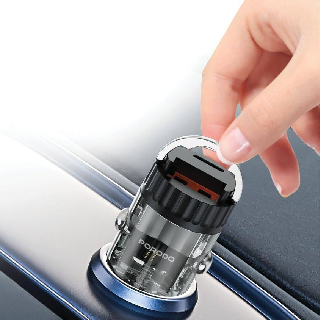 Porodo Dual Port USB Car Fast Charger, QC3.0, 36W, WITH CABLE