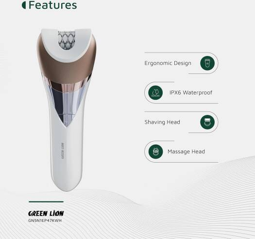 Green Lion 5 in 1 Cordless Epilator Kit - White