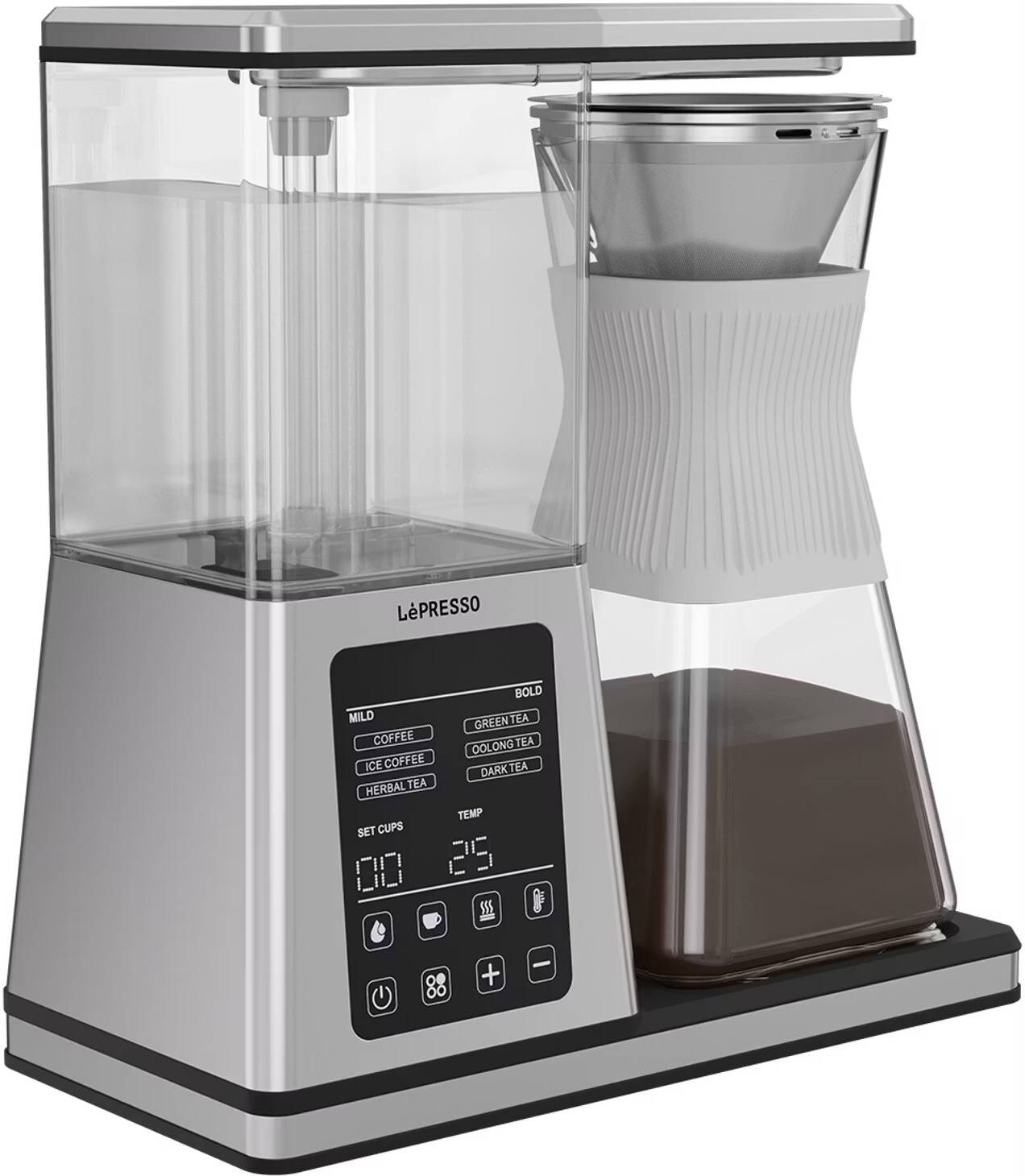 LEPRESSO Crystal Brew 220-240V DRIP COFFE MACHINE WITH LCD CONTROL - SILVER