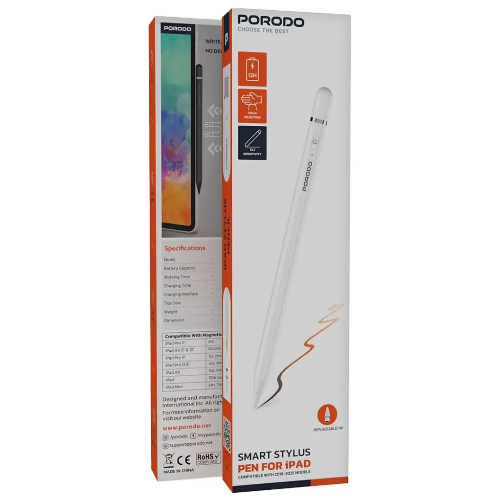 PORODO 130mAh STYLUS PEN WITH LITHIUM BATTERY AND TYPE C CHARGING