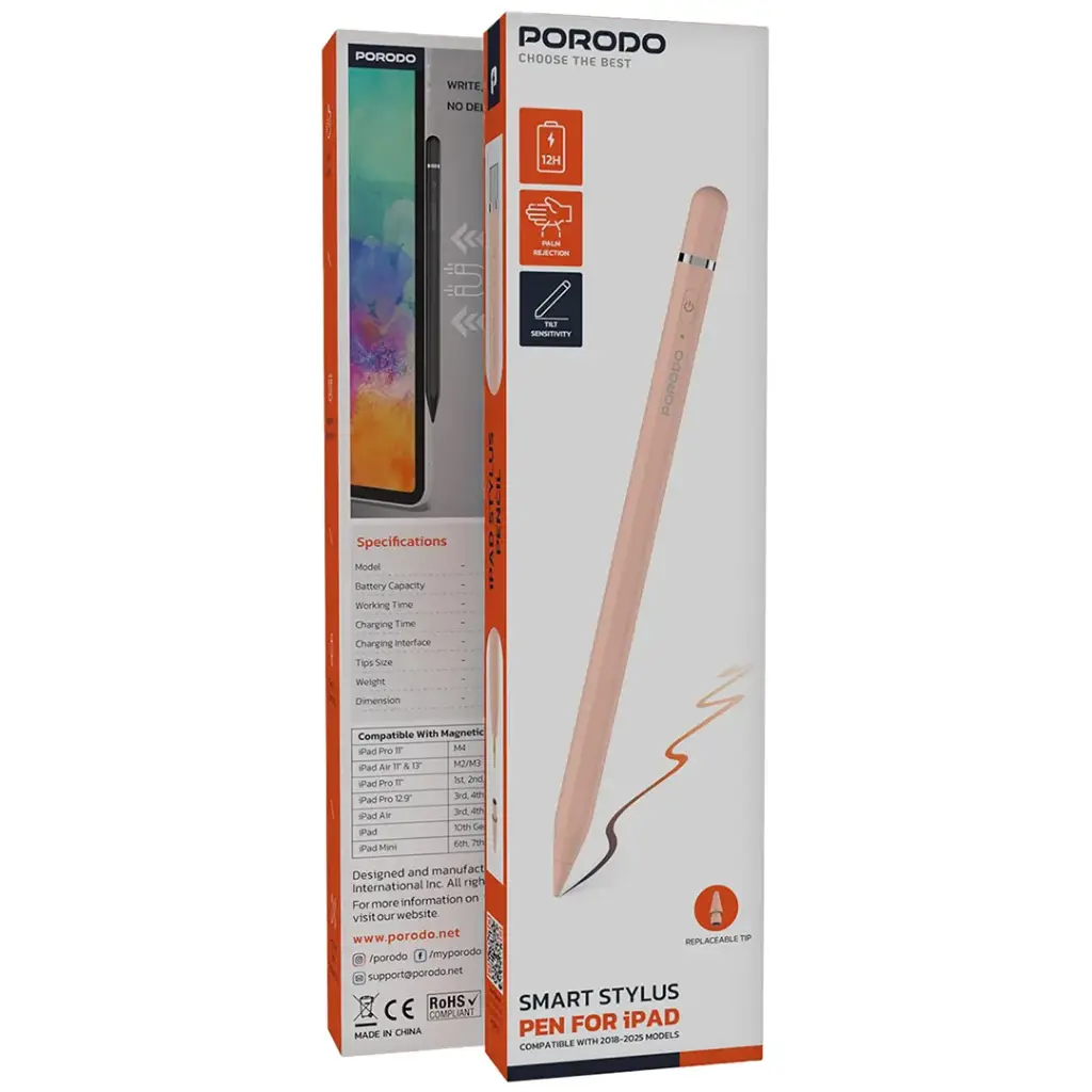 PORODO 130mAh STYLUS PEN WITH LITHIUM BATTERY AND TYPE C CHARGING