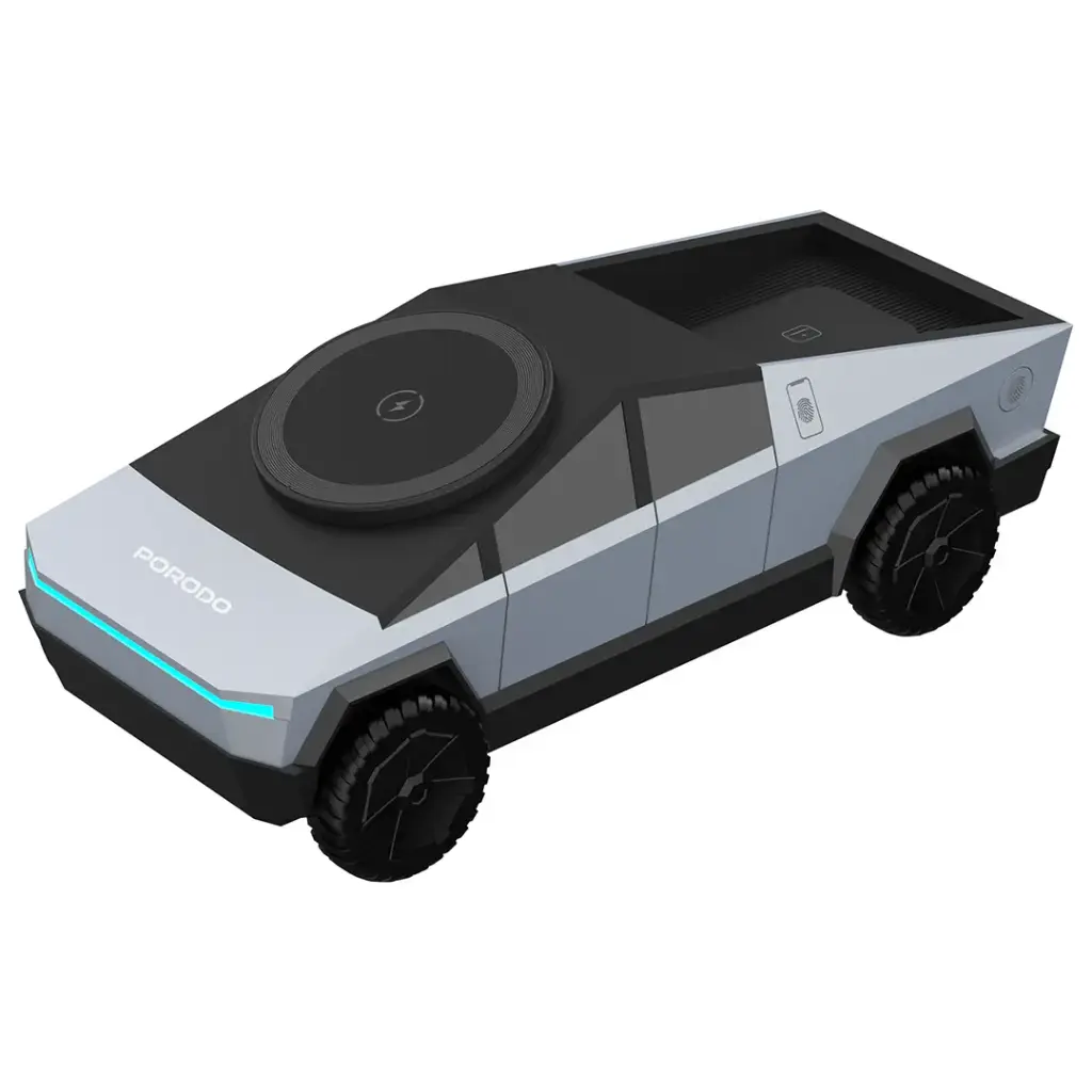 Porodo Cyber Dock Wireless Charger With Rotating Stand - Grey
