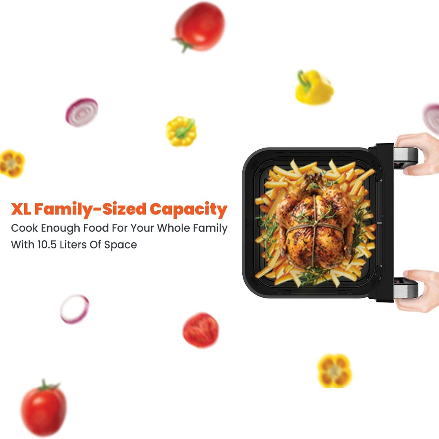 PORODO Flexi Cook Pro 2100W 3 IN 1 AIR FRYER WITH DUAL HEATING +DELAY TIMER