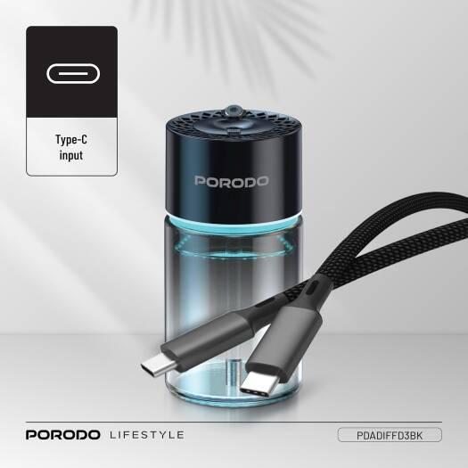 PORODO Valencia 300mAh*120ML AROMA DIFFUSER WITH RGB LIGHT- BK