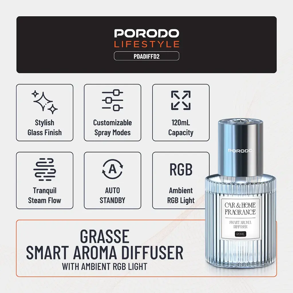 PORODO Grasse 200mAh*120ML AROMA DIFFUSER