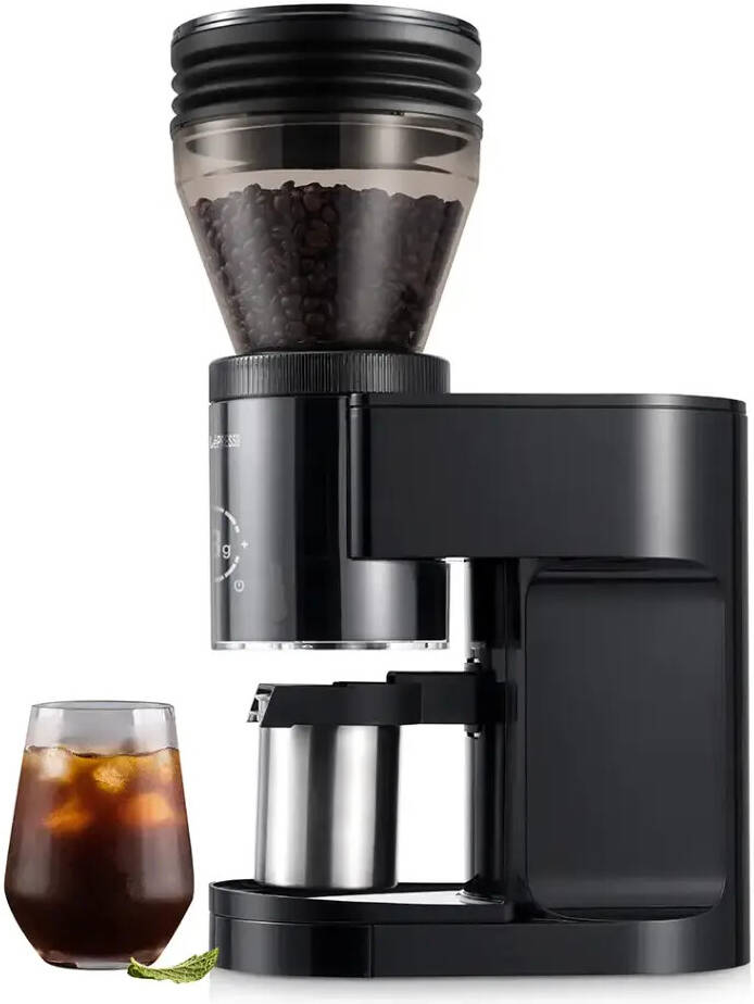LePresso Grindeur Precision Conical Burr Grinder Digital Weight Control - Black