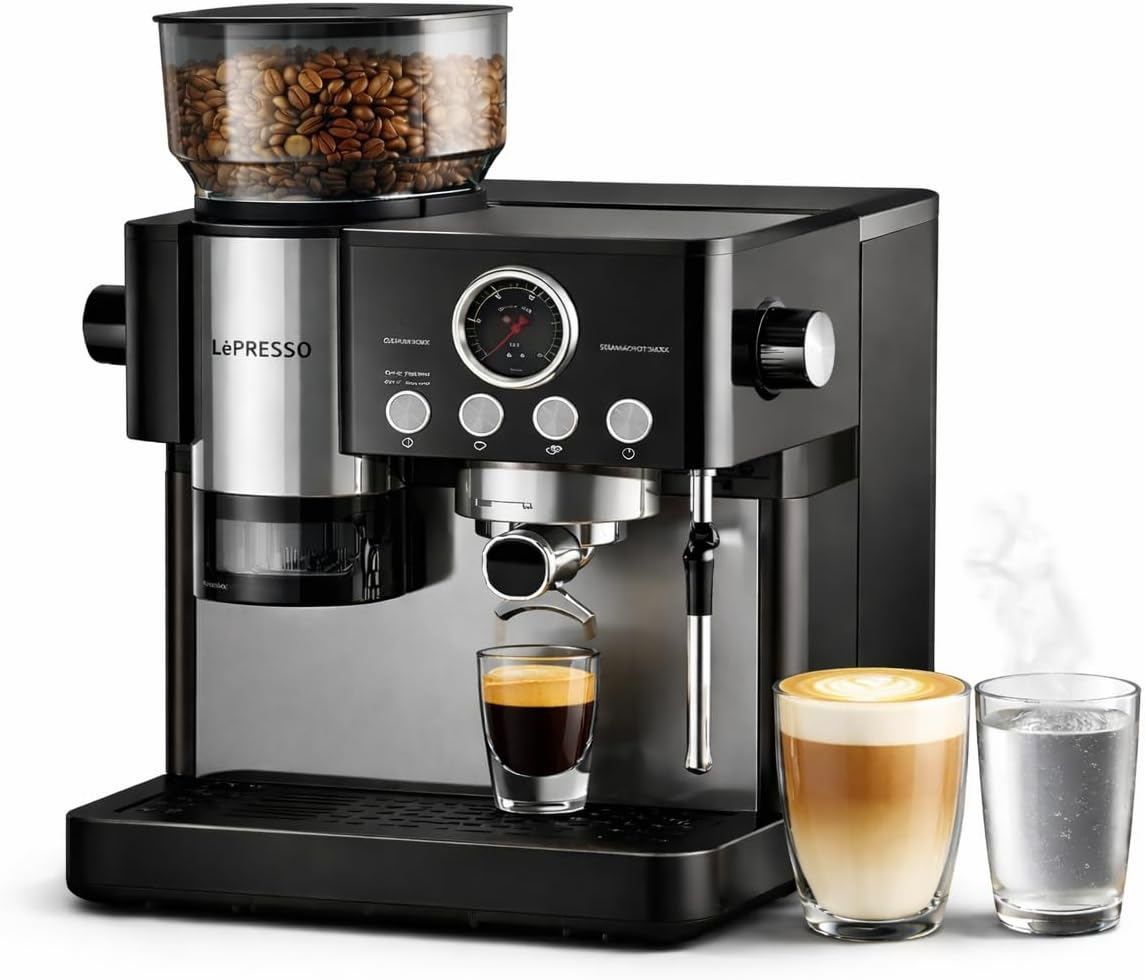 LePresso Maestro Semi-Automatic Coffee Machine Smart Tamping System - Black