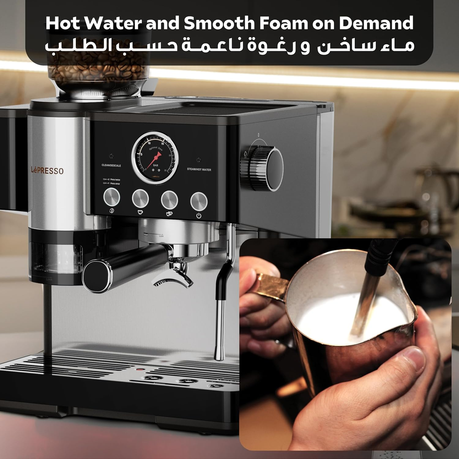 LePresso Maestro Semi-Automatic Coffee Machine Smart Tamping System - Black