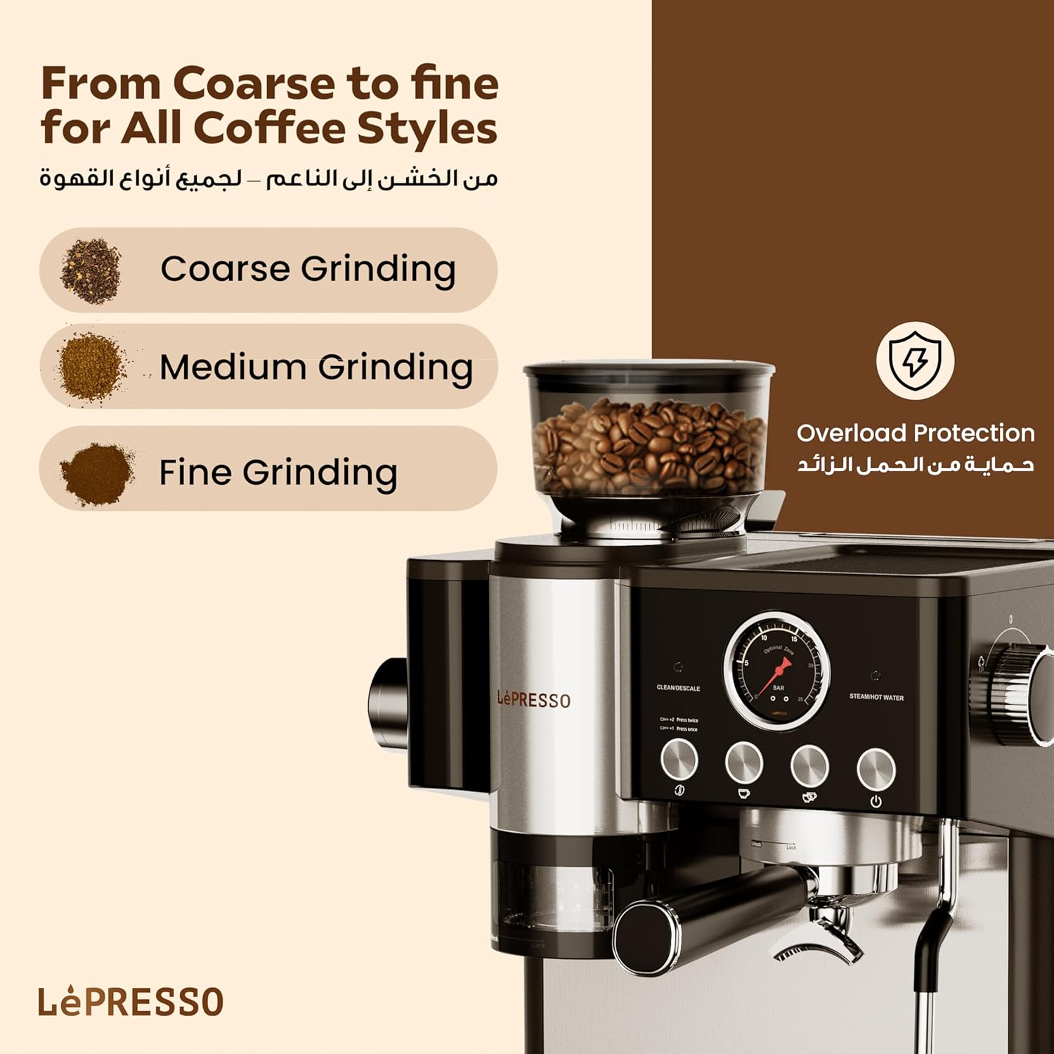 LePresso Maestro Semi-Automatic Coffee Machine Smart Tamping System - Black