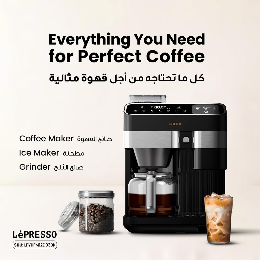 LePresso Americano Pro Ice & Hot Coffee Machine Ice Making & Keep Warm Function - Black