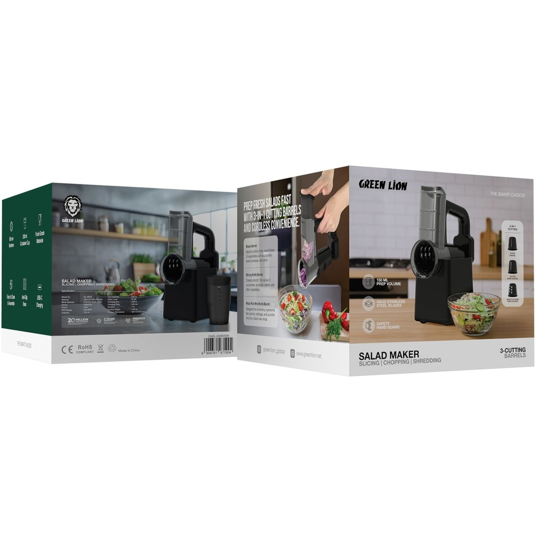 Green Lion Salad Maker - Slicing, Chopping, Shredding - Black