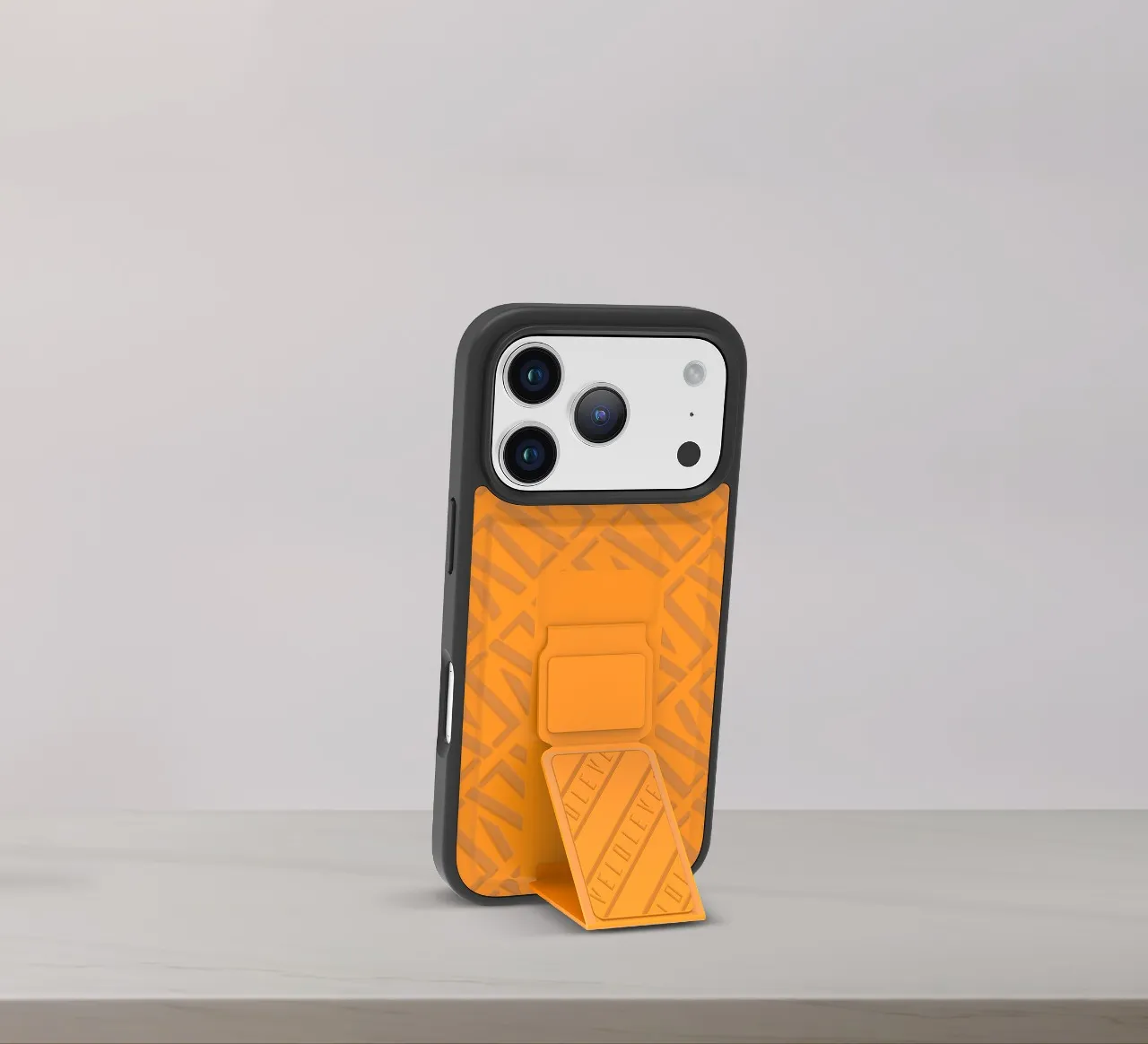 Levelo Morphix Cuero Gripstand Case For iPhone 17 Pro Max - Sunrise Orange