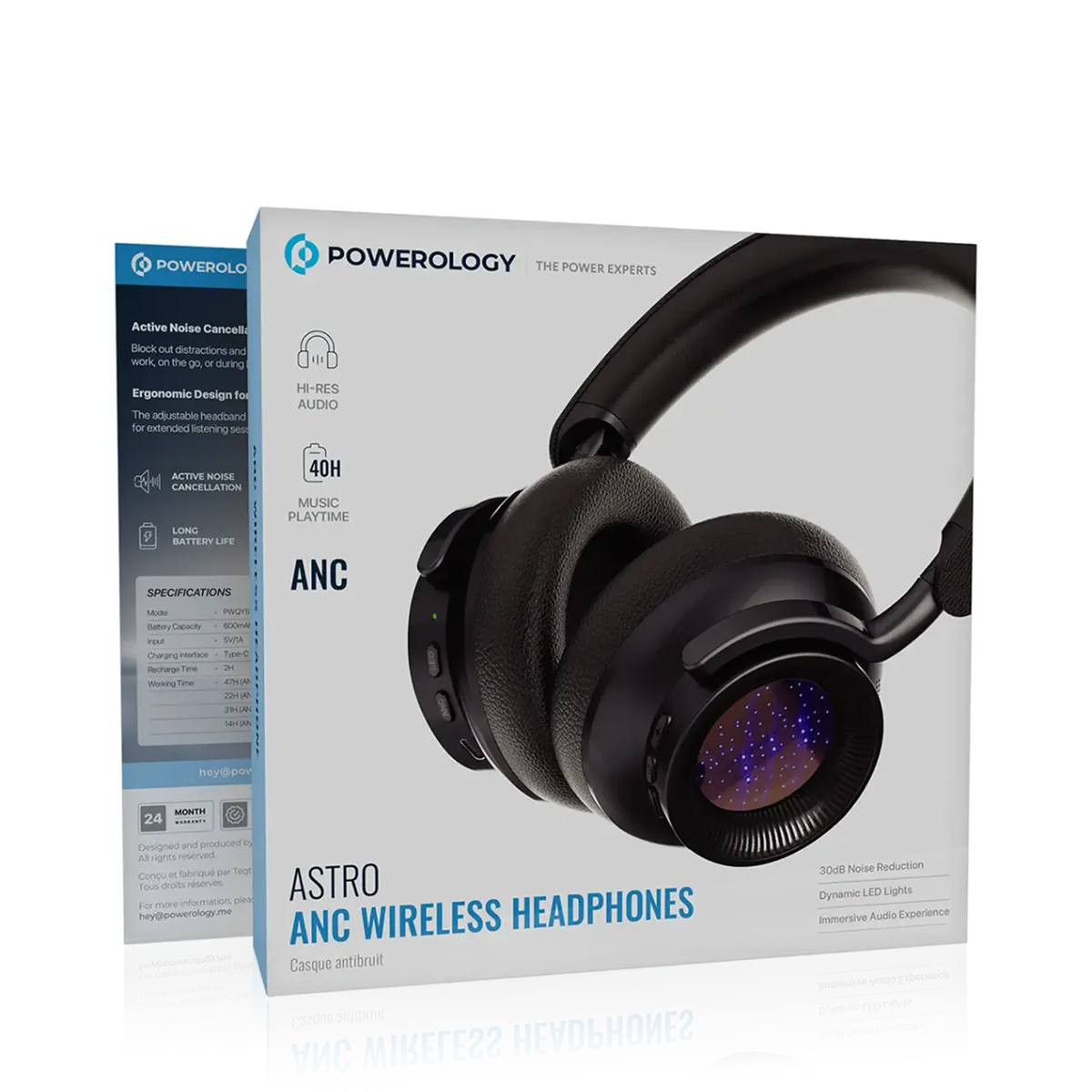Powerology Astro Wireless Headphones with Active Noise Cancellation 600MAH