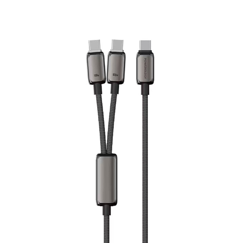 Powerology Zinco Series 2-In-1 Dual USB-C Cable - Dark Gray