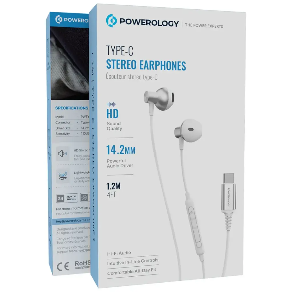 Powerology Stereo Type-C Headphones White