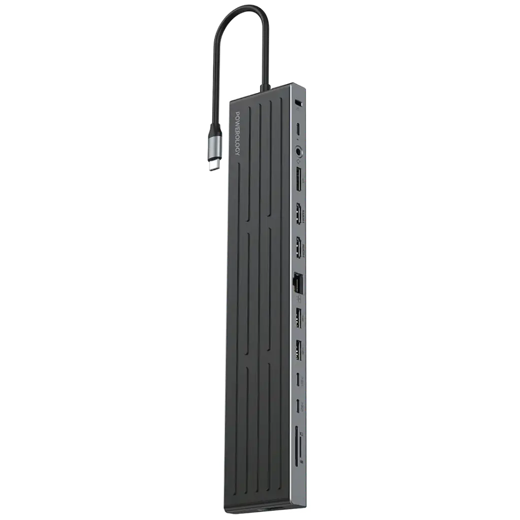 Powerology Nexis 13 In 1 Multi-Display USB-C Hub & Laptop Stand - Black