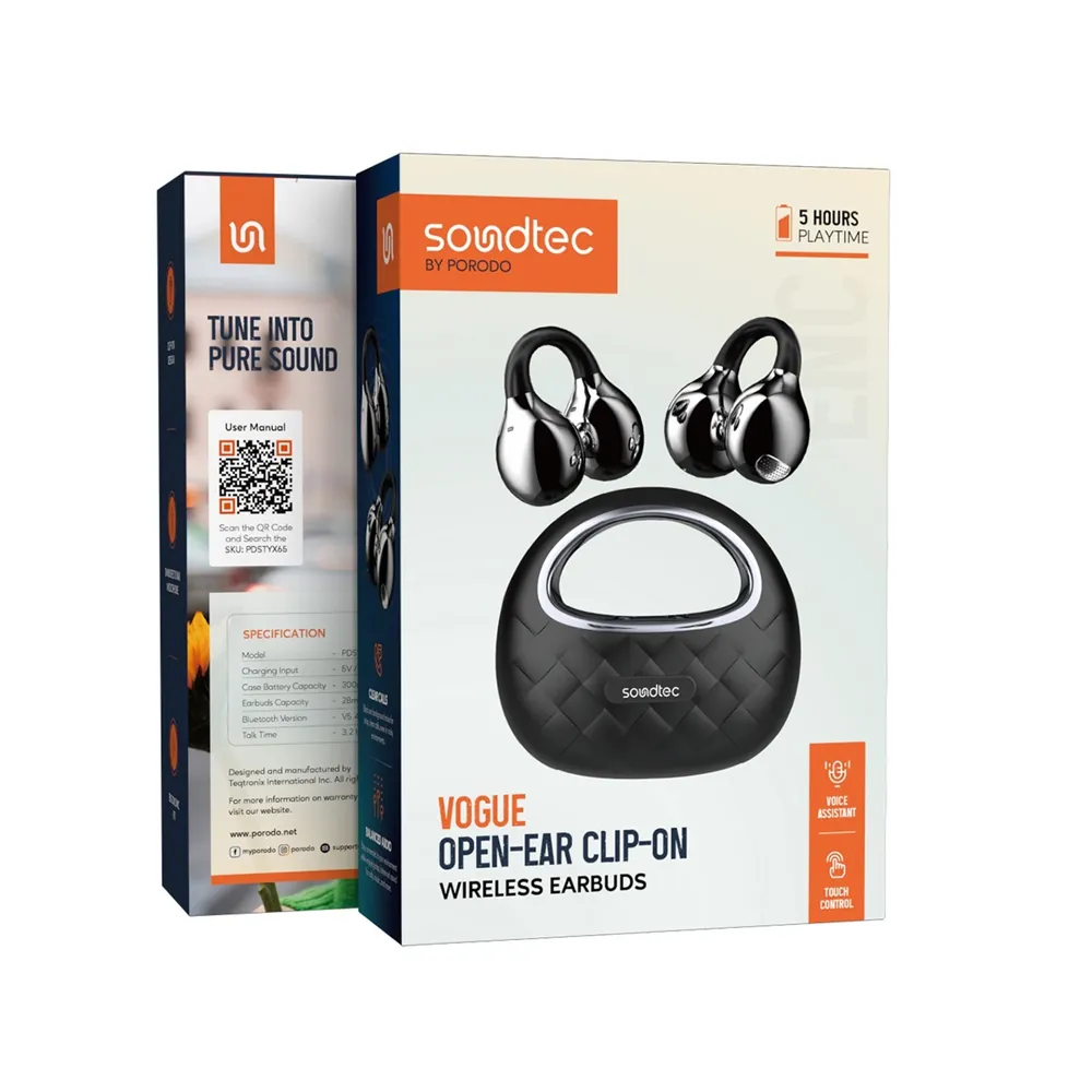 Porodo TWS Earbuds with Titanium Drivers+ Silicon Mic+ 3C Fast Charging+ 5.5H Battery Life
