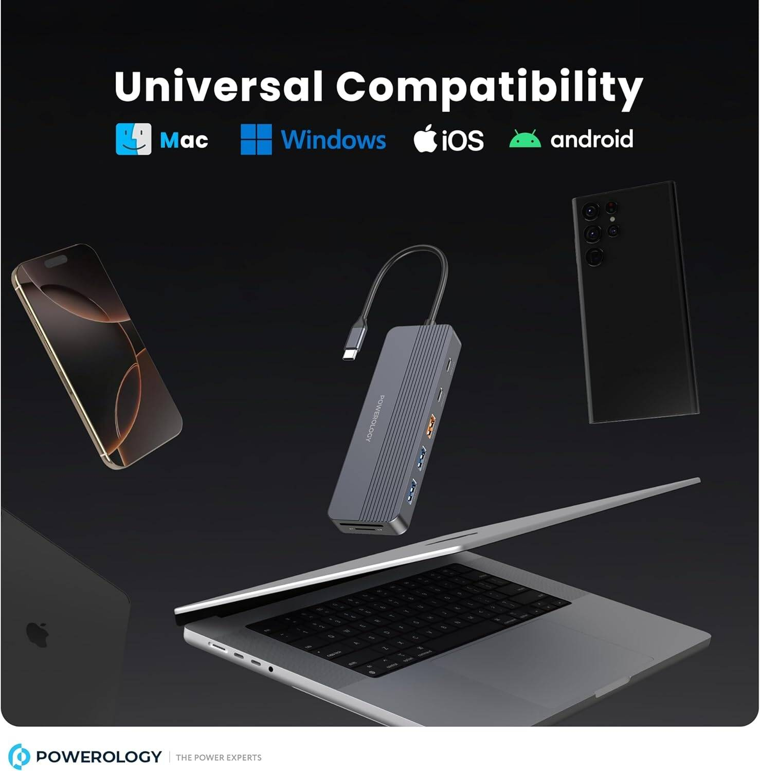 Powerology PD 100W 12-in-1 USB-C Hub with 3.2 10GBPS