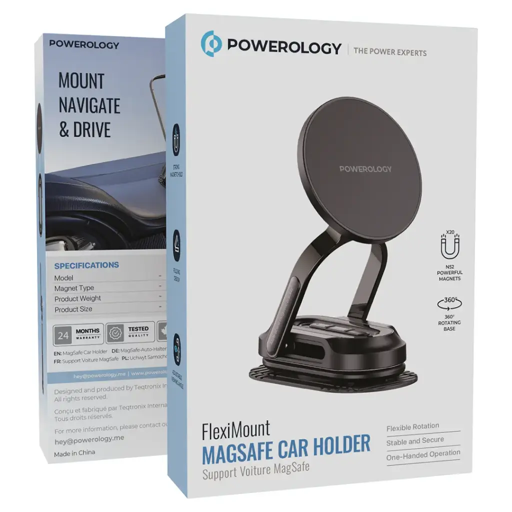 Powerology FlexiMount Magsafe Car Holder - Black