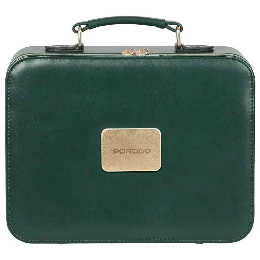 Porodo Lifestyle Makeup Bag with Portable LED Light Mirror - Green