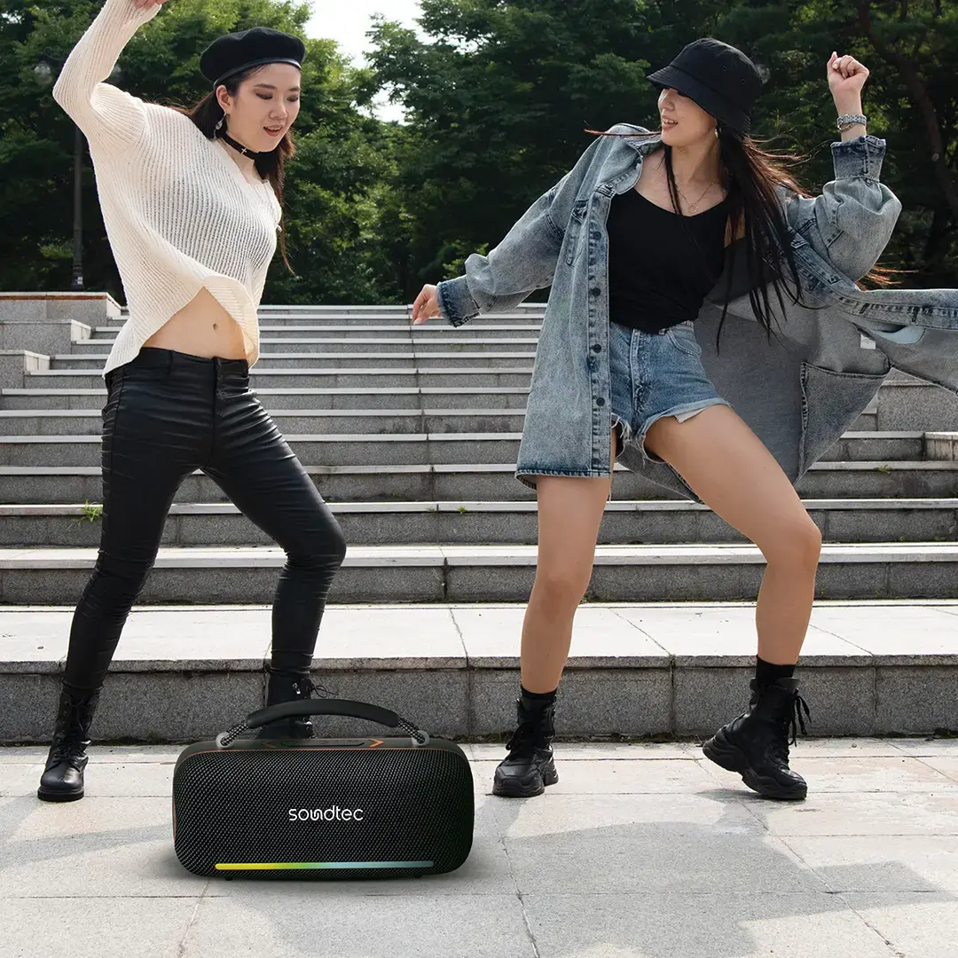 Porodo Soundtec Sonify 60W Bluetooth Speaker with 4000mAh Battery & 3-Way Input - Black